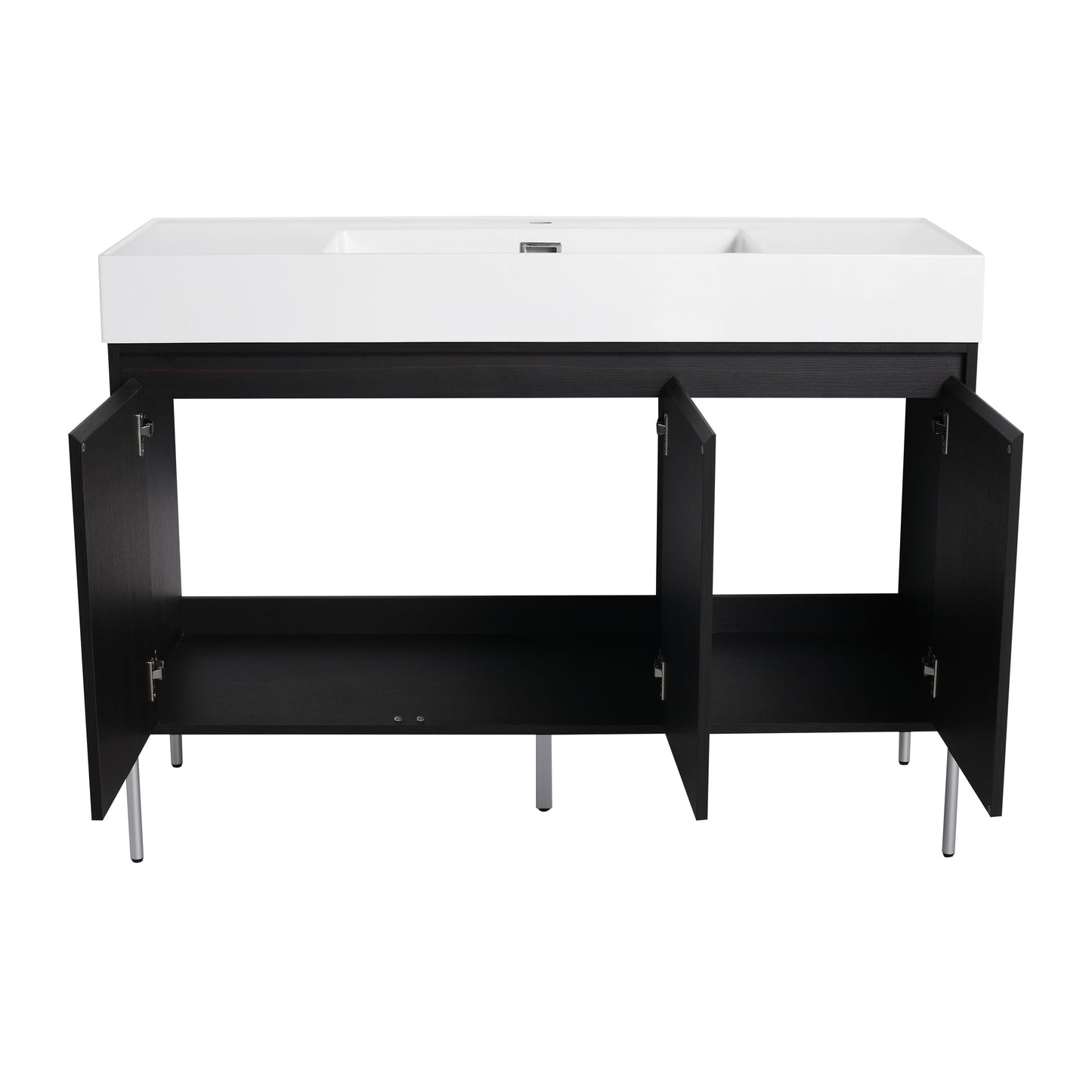 Freestanding Bathroom Vanity With Resin Sink And Storage Cabinet - Dark Oak