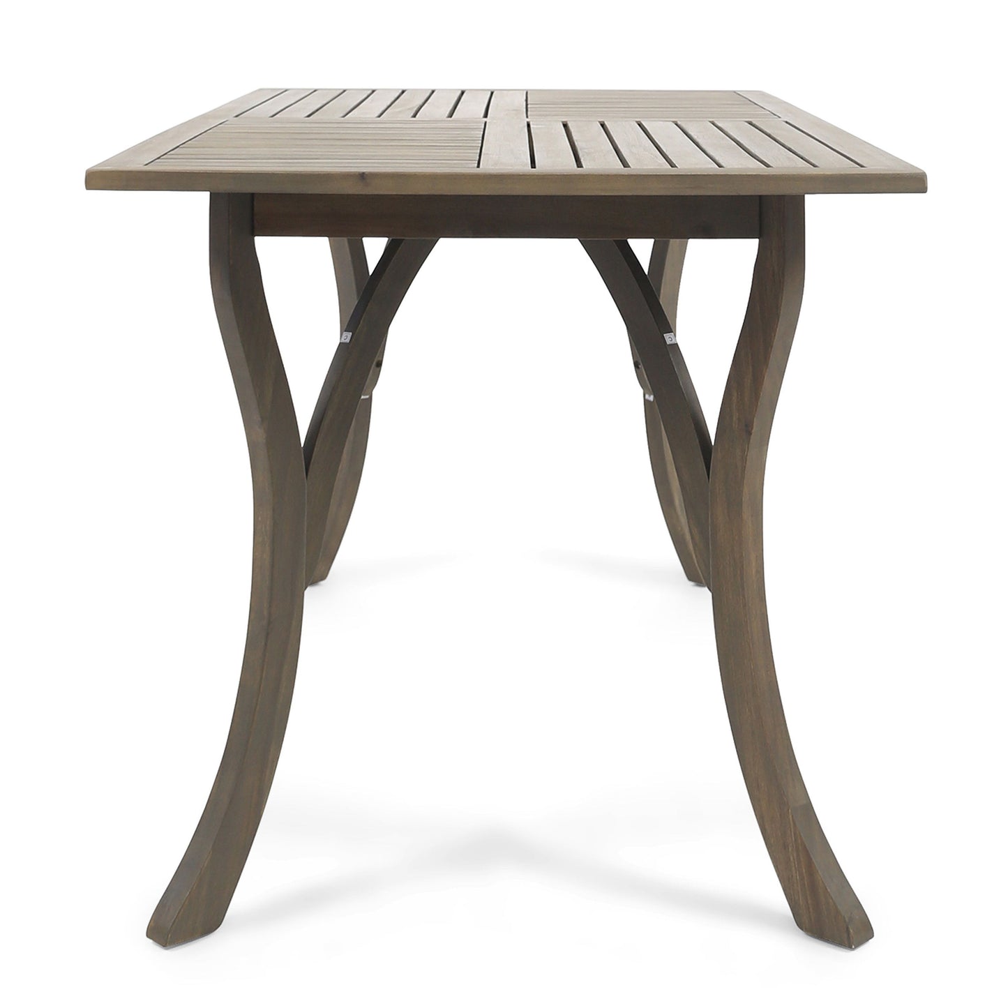 Transitional Acacia Wood Dining Table With Slat Panel Top - Gray