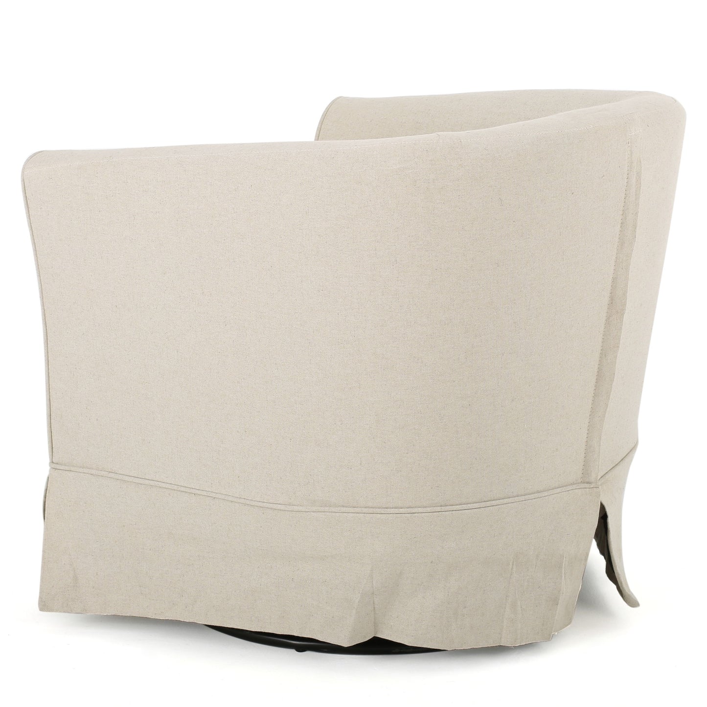 Glitter - Upholstered Swivel Chair With Loose Cover And Curved Back - Natural