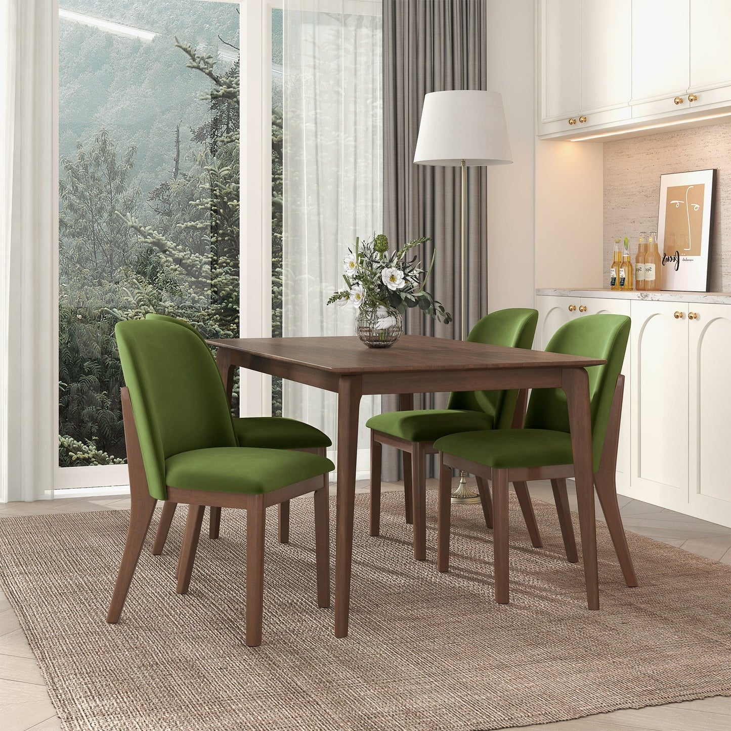 Kaitlyn - Dining Chair (Set of 2) - Brown / Light Green / Olive Green