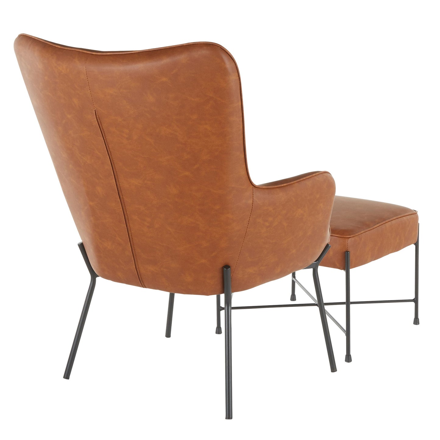 Izzy - Industrial Lounge Chair / Ottoman Set - Black / Camel