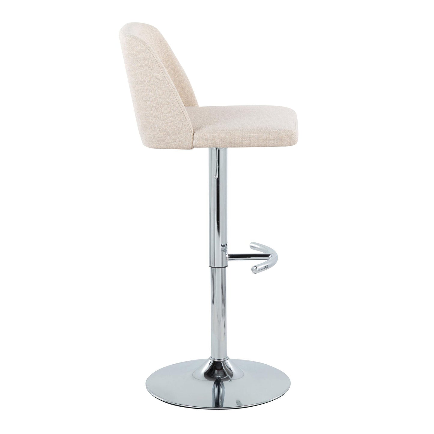 Toriano - Contemporary Adjustable Barstool With Swivel With Rounded T Footrest (Set of 2) - Cream / Chrome