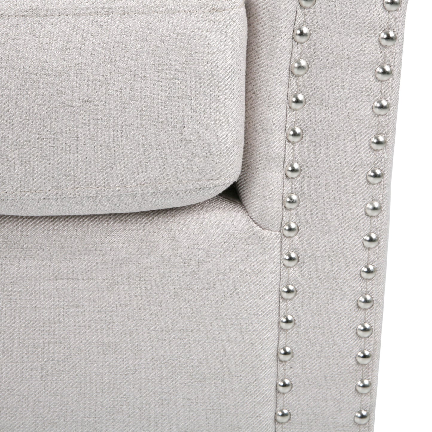 Riverbed - Upholstered Swivel Chair With Nailhead Trim And Sloped Arms - Wheat