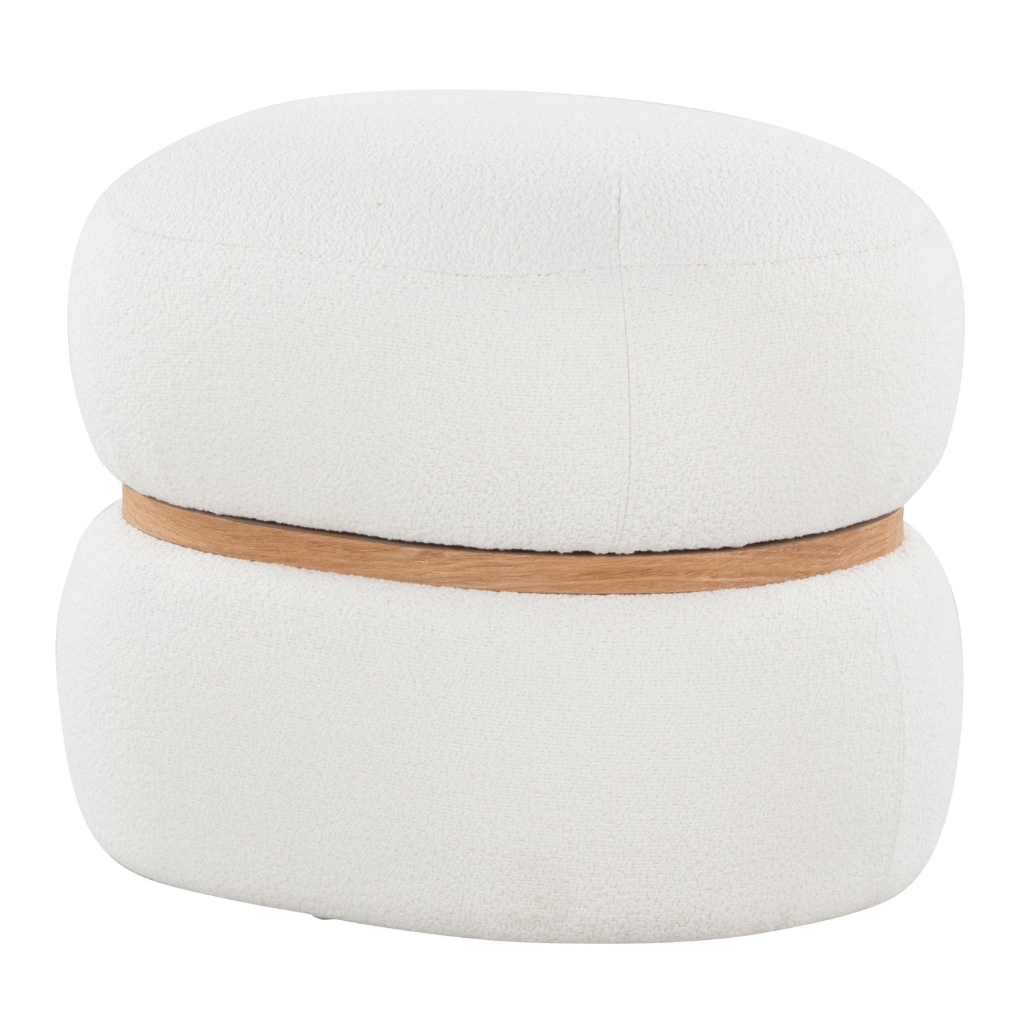 Cinch - Contemporary Pouf Ottoman - Cream / Natural