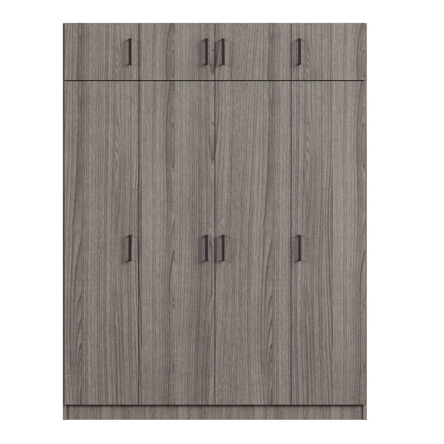 Contemporary 4 Door Wardrobe With 1 Drawer And Top Cabinet - Gray