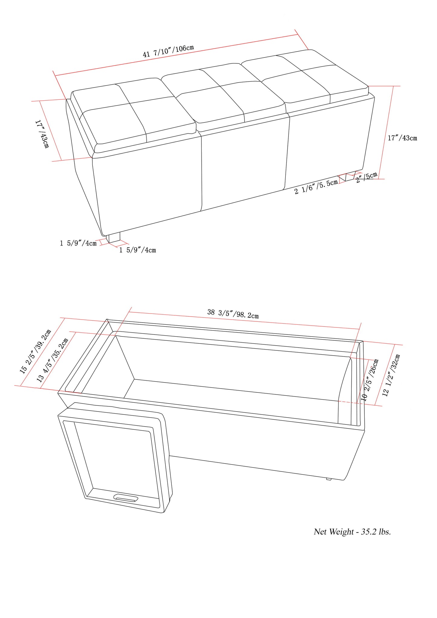 Avalon - Storage Ottoman - Tanners Brown