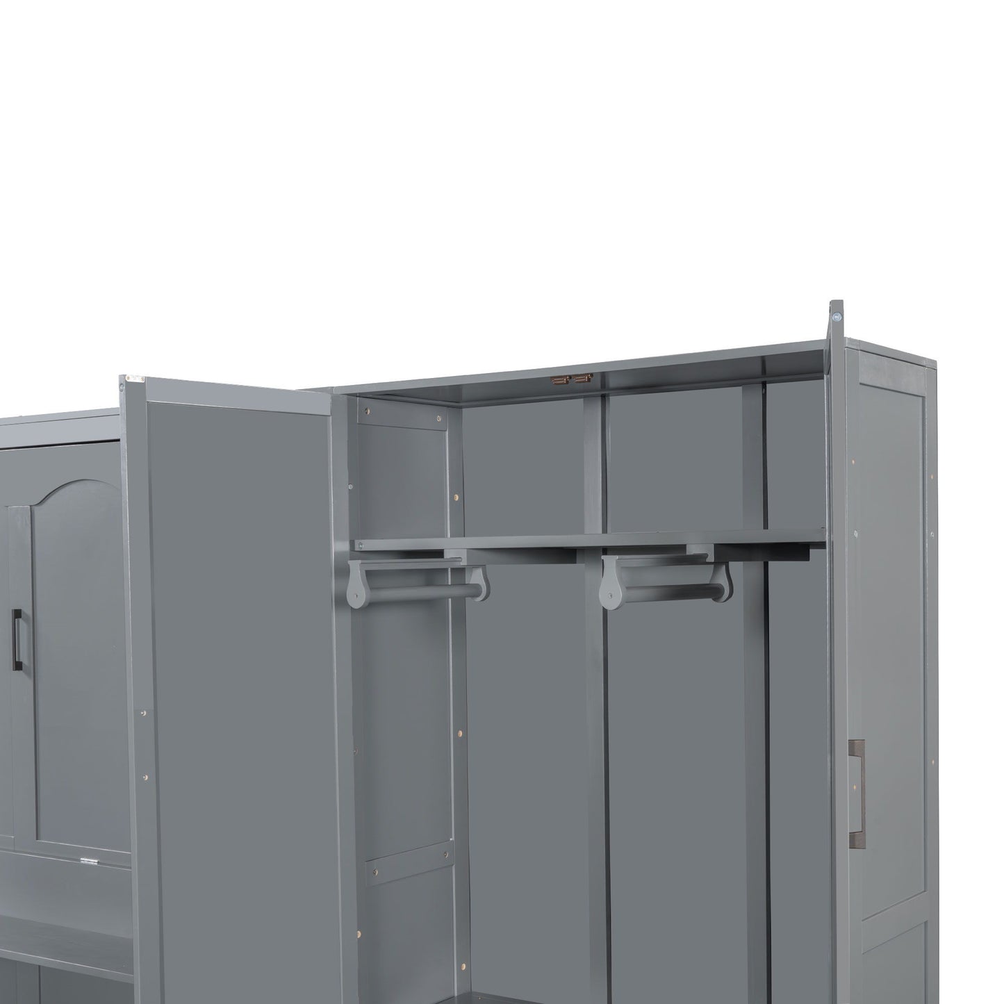 Queen Size Murphy Elegant Wall Bed With Closet - Gray