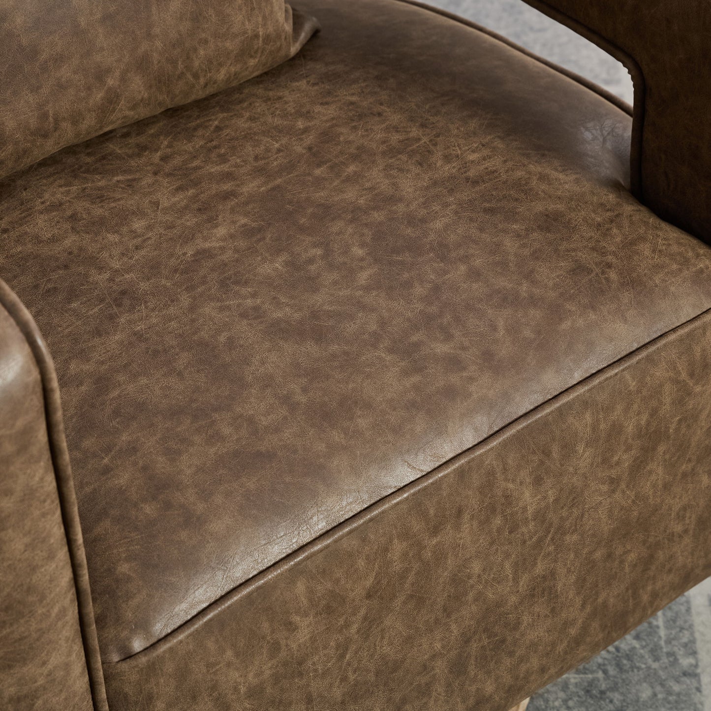 Swivel Accent Open Back Barrel Chair Modern Comfy Sofa Chair With Weathered Base For Living Room, Club Chair Leisure Arm Chair For Lounge - Coffee