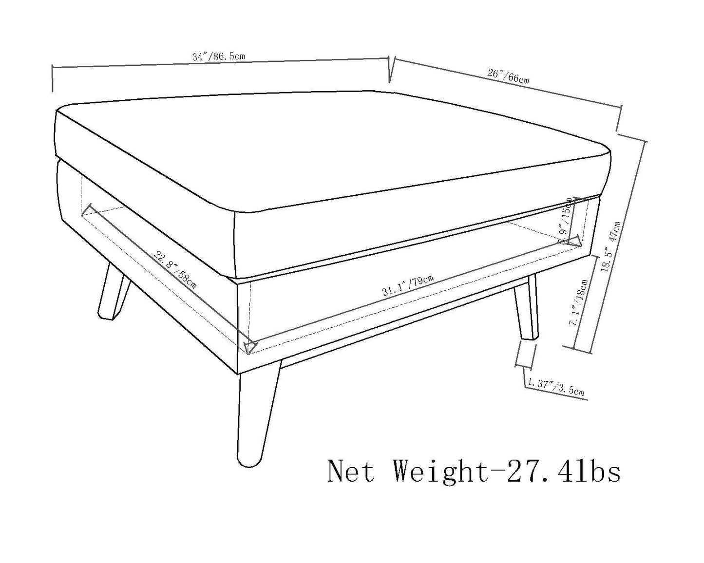 Owen - Coffee Table Storage Ottoman - Natural
