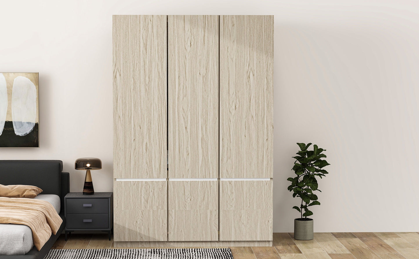 6 Doors Wardrobe Storage For Bedroom - Nature
