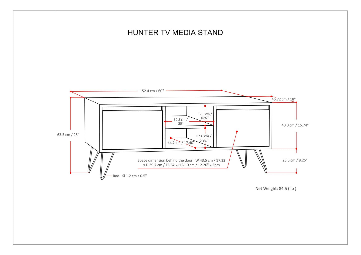 Hunter - TV Media Stand - Natural