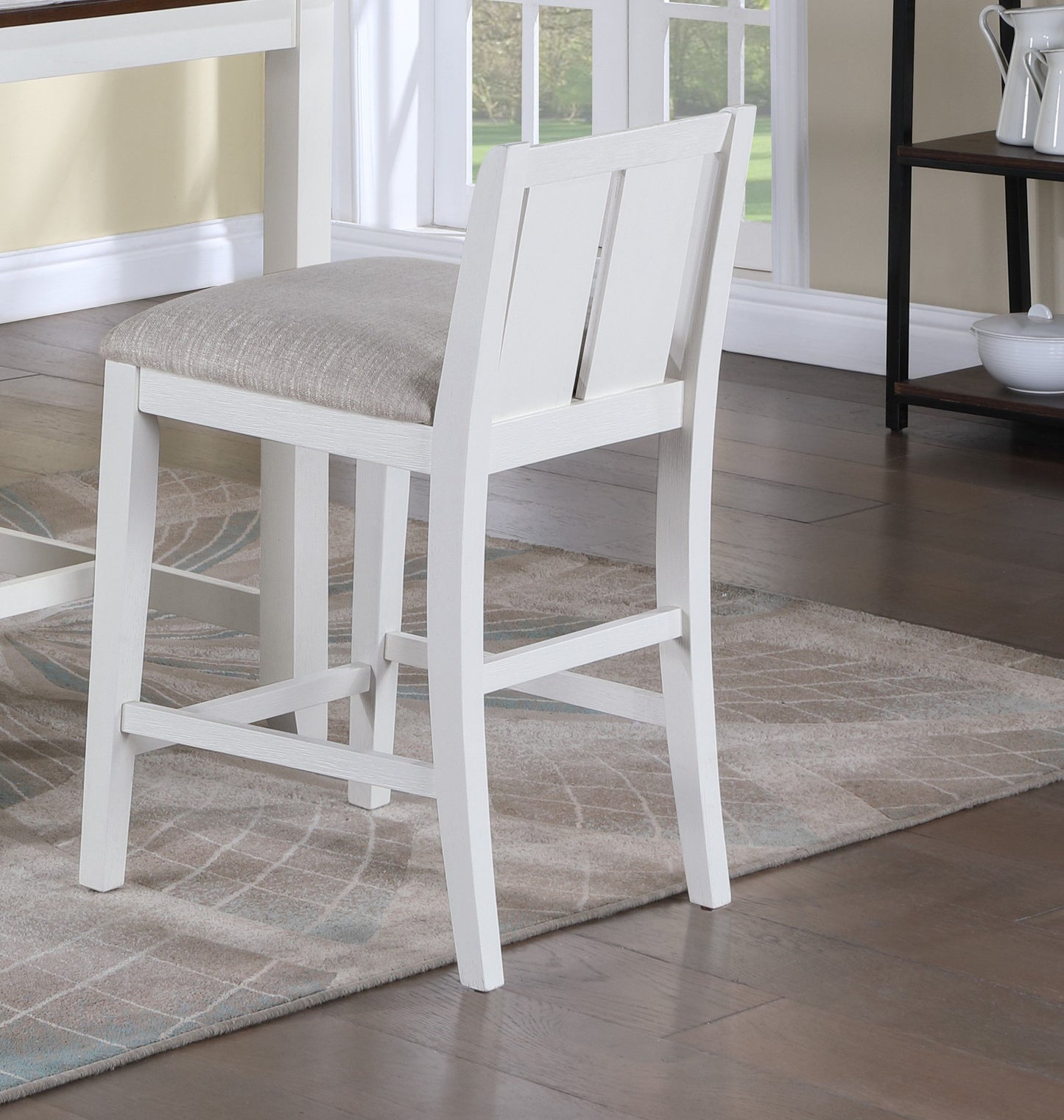 Graham - 3 Piece Small Space Counter Height Dining Table With Shelves And 2 Chairs (Set of 3) - White Finish