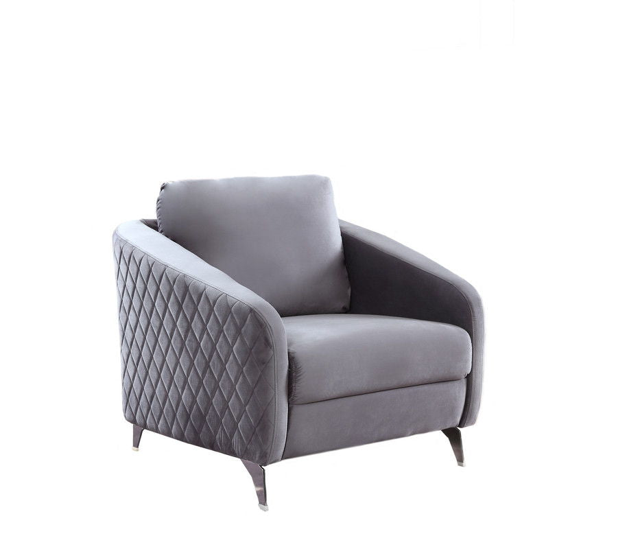 Sofia - Velvet Fabric Sofa, Loveseat, Chair Living Room (Set of 3) - Gray