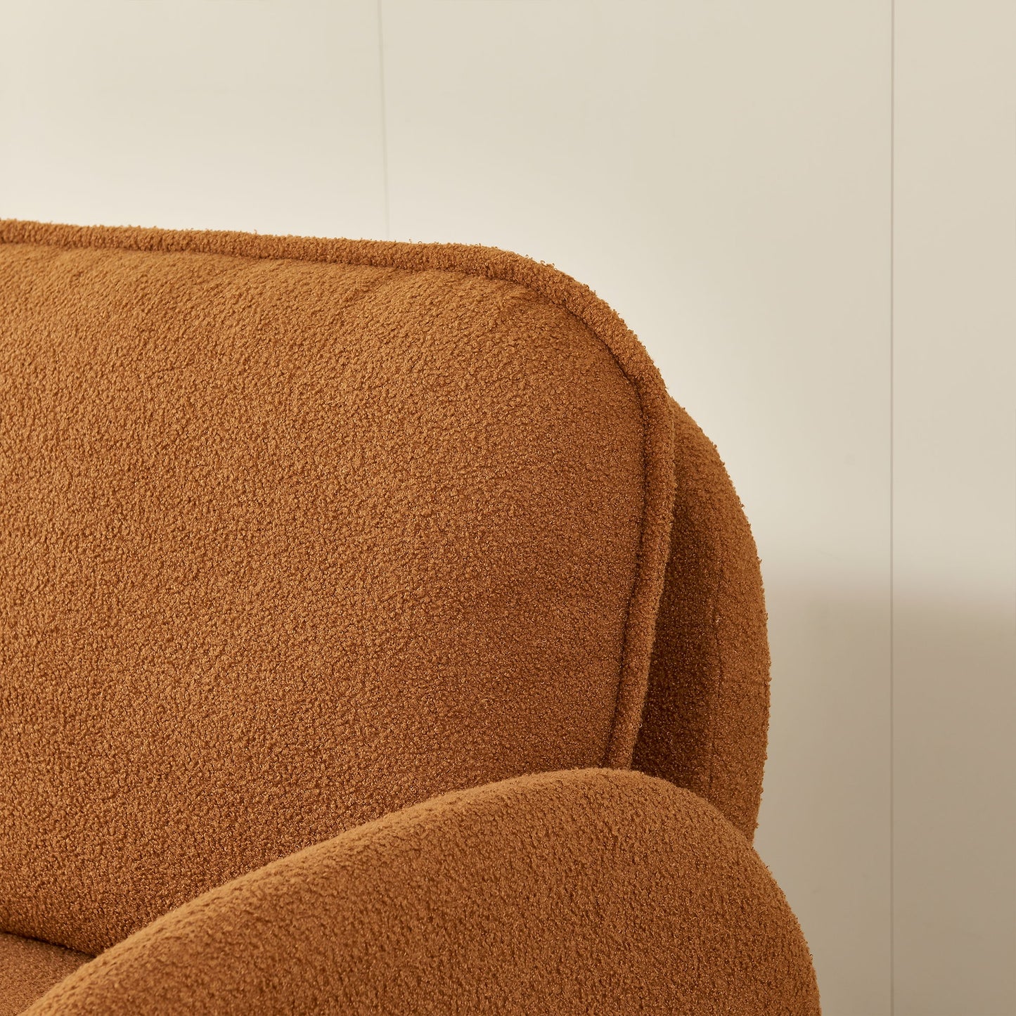 Loveseat Sofa Small Couch For Living Room, Sherpa Fabric Upholstered Loveseat Sofa Couch, Small Loveseat Sofa For Apartment, Bedroom - Orange