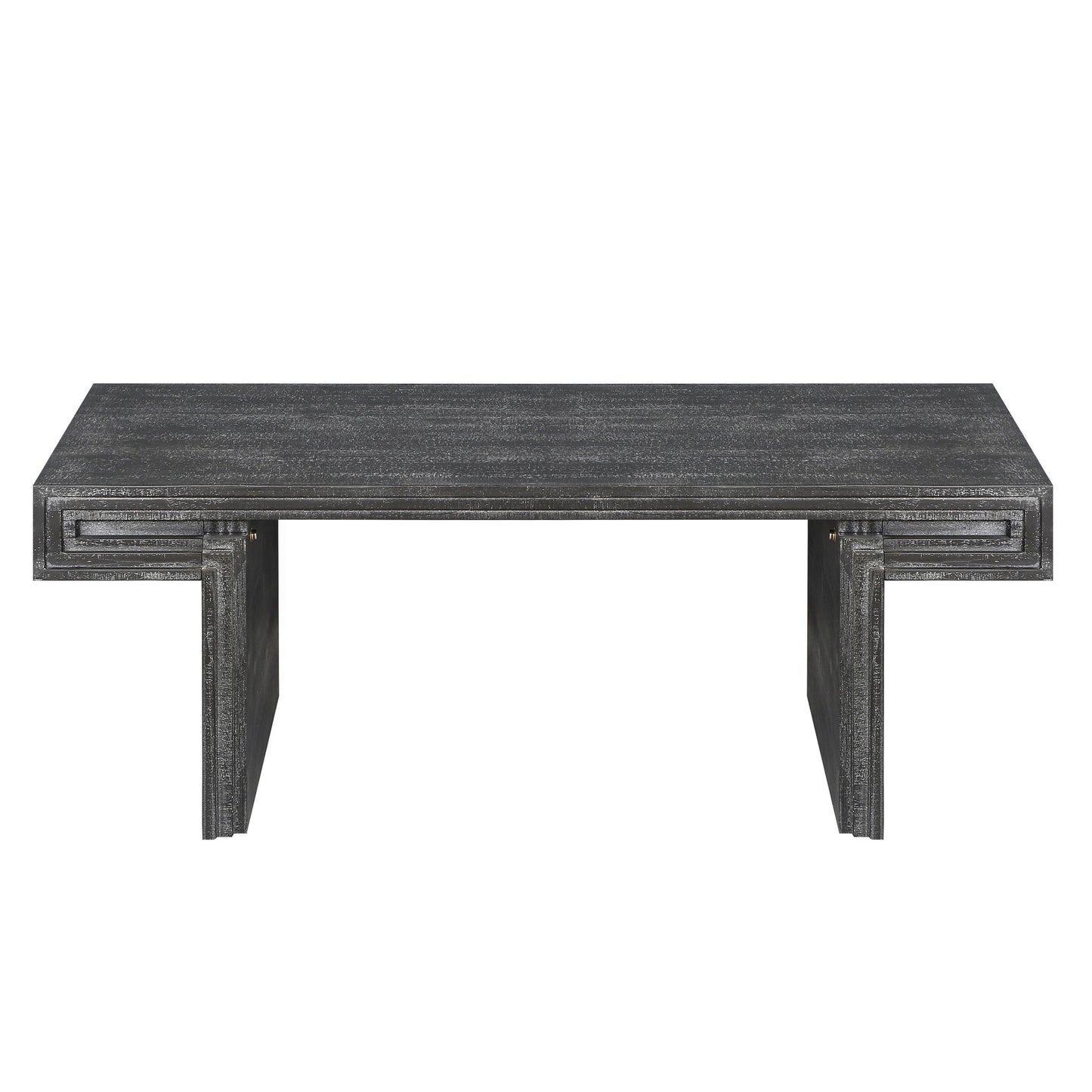 American Vintage Industrial Coffee Table, Premium Reclaimed Wood Texture, Double Tier Structure - Antique Black