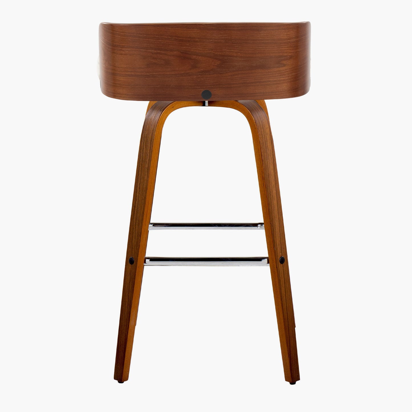 Maya - Mid-Century Modern Fixed Height Barstool With Swivel With Square Footrest (Set of 2) - Walnut / Charcoal