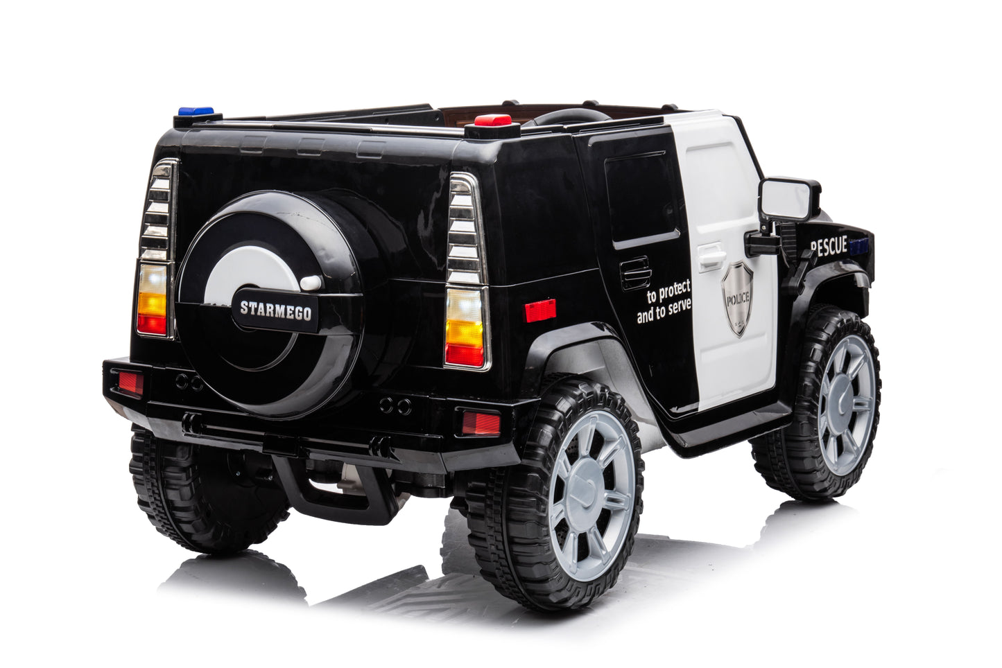 12V7A 30W*2 Four-Wheel Drive Leather Seat One Button Start, Forward And Backward, High And Low Speed, Music, Front Light, Power Display, Two Doors Can Open, 2.4G R / C, Seat Belt Four Wheel Absorber - Black