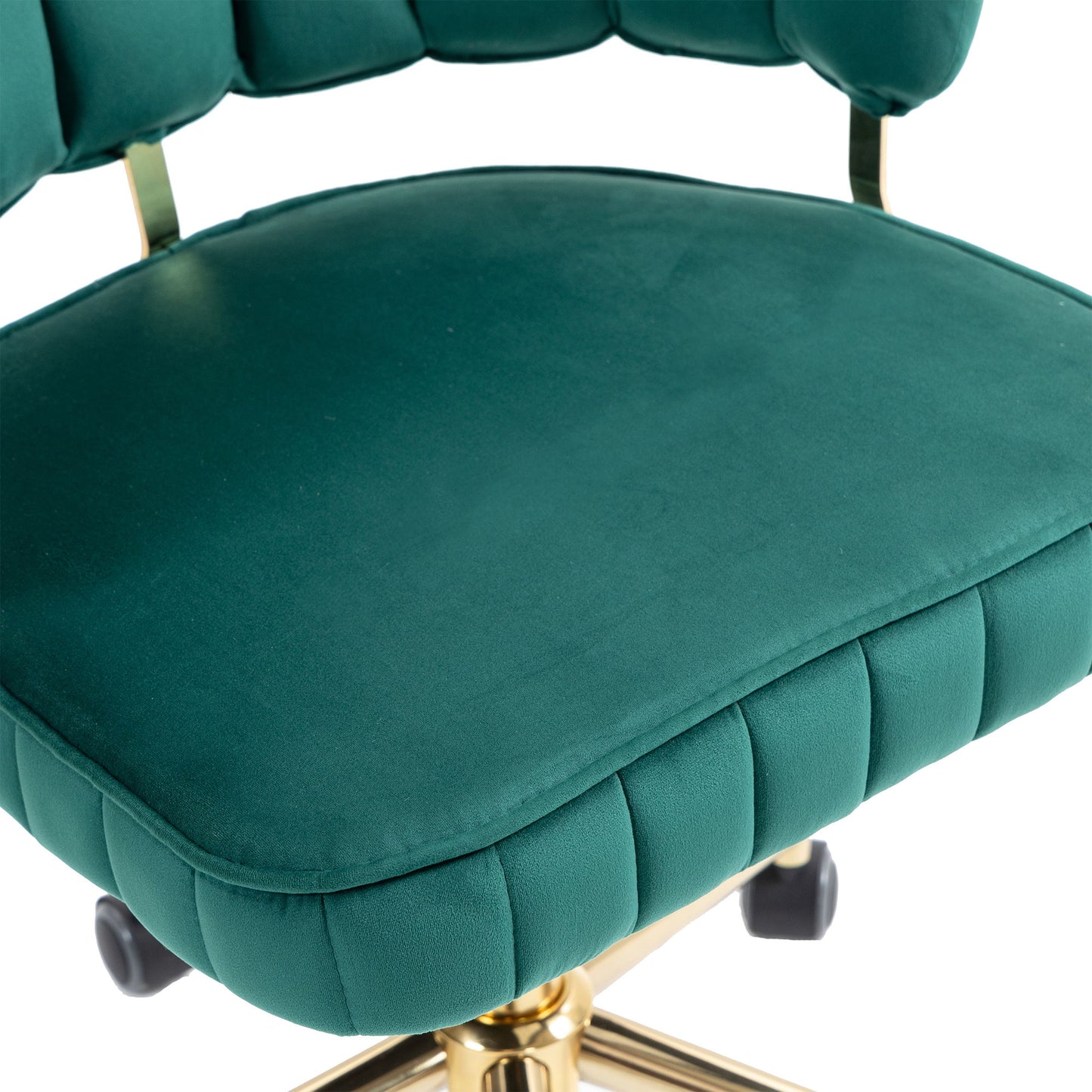 Velvet Home Office Desk Chair, Modern Cute Computer Chair, Wheels Swivel Height Adjustable Task Chair - Emerald