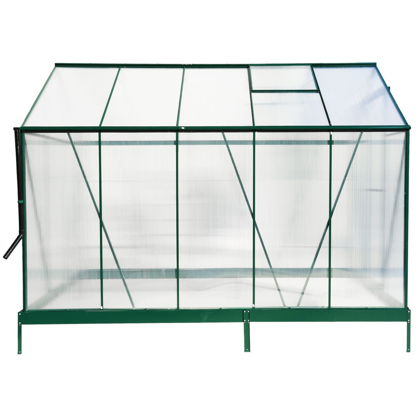 6.3'*10.2'*7' Polycarbonate Greenhouse, Heavy Duty Outdoor Aluminum Walk-In Green House Kit With Rain Gutter, Vent And Door For Backyard Garden - Green