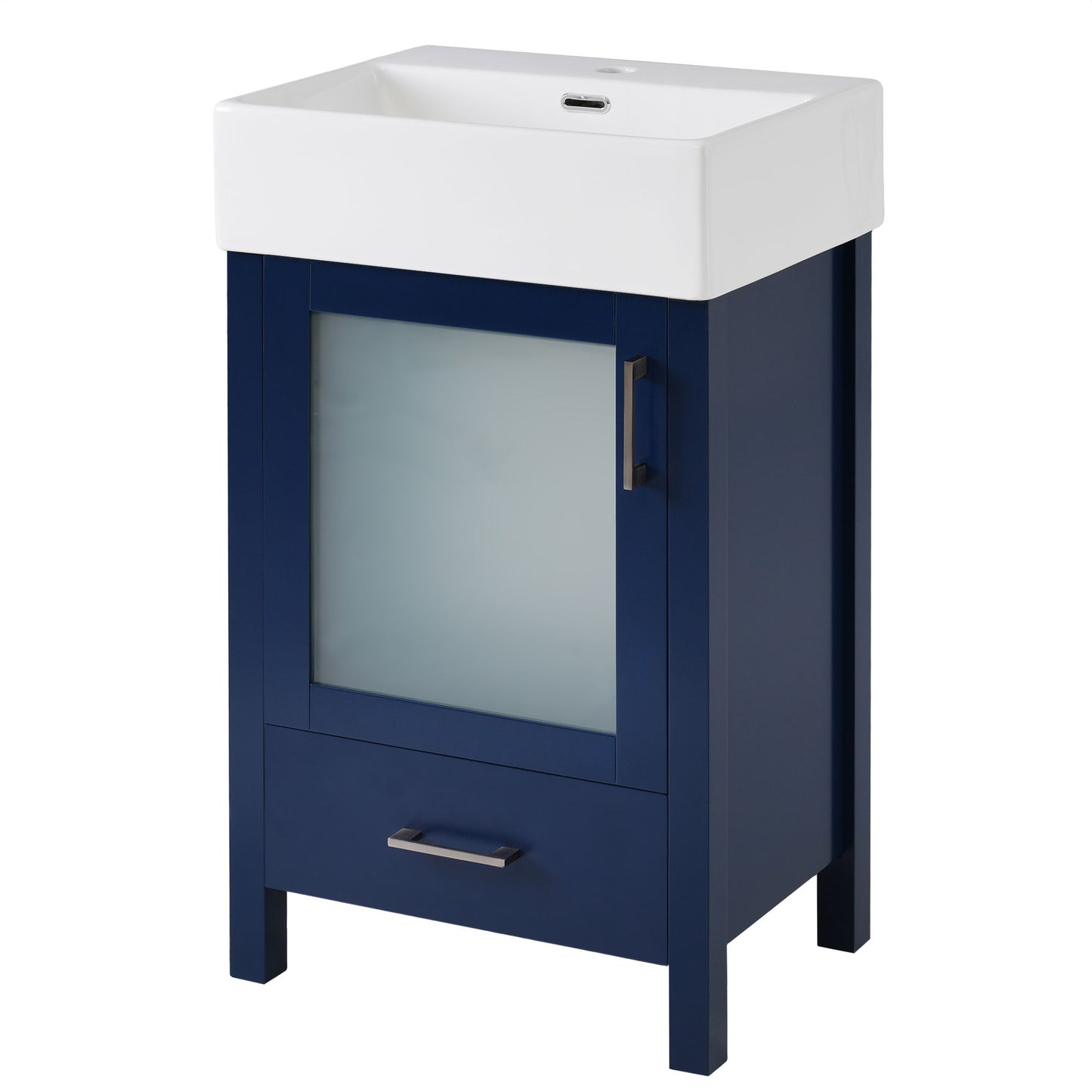 Bathroom Vanity With Ceramic Sink And Ample Storage, Ideal For Small Bathrooms - Blue