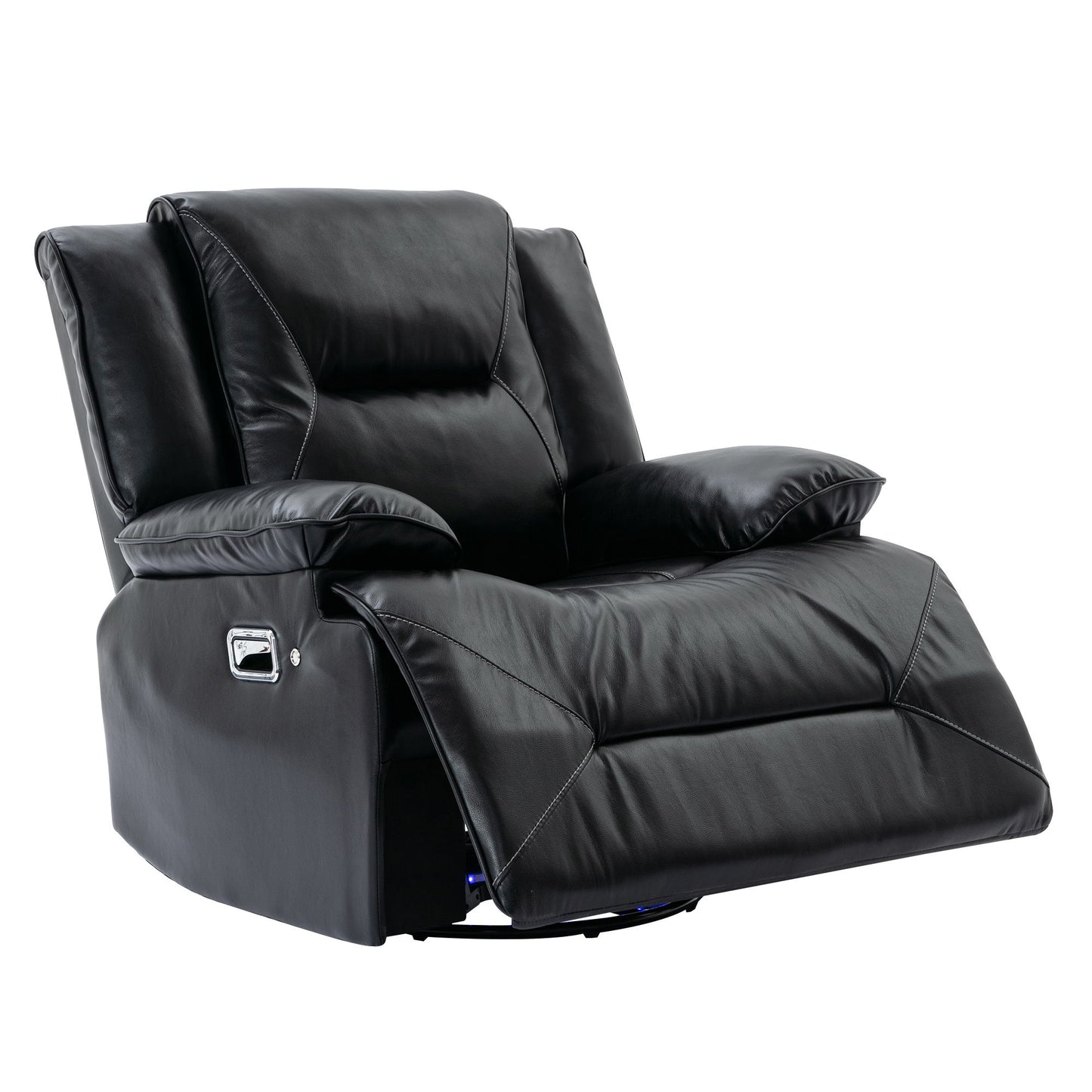360ÔøΩÔøΩ Swivel And Rocking Home Theater Recliner Manual Recliner Chair With A Led Light Strip For Living Room - Black