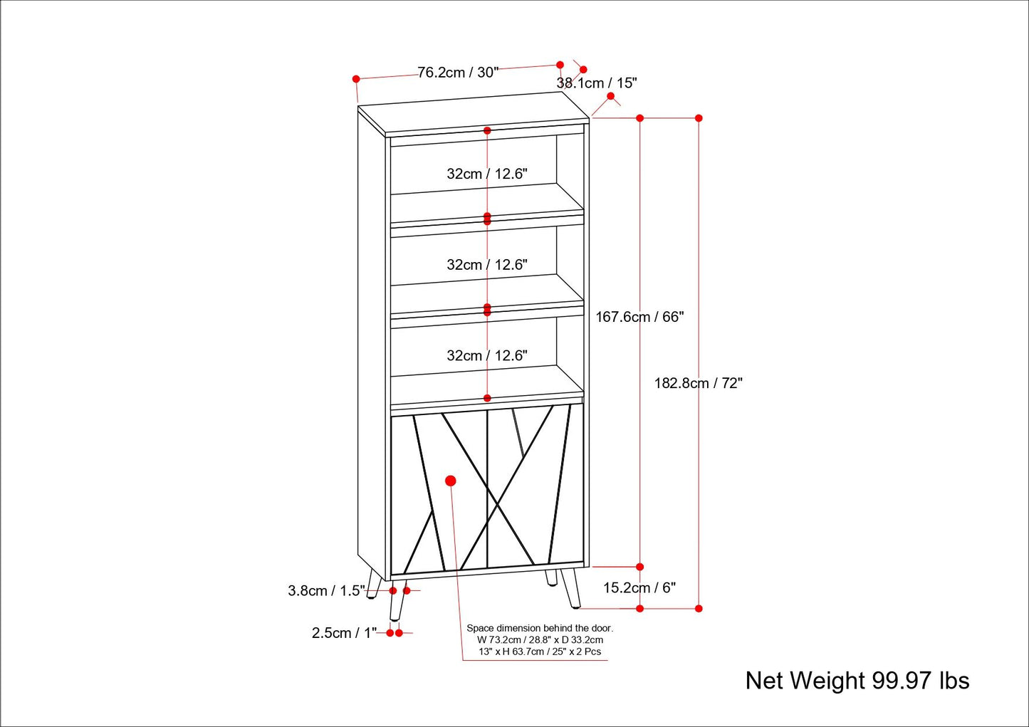 Jager - Bookshelf With Doors - Natural