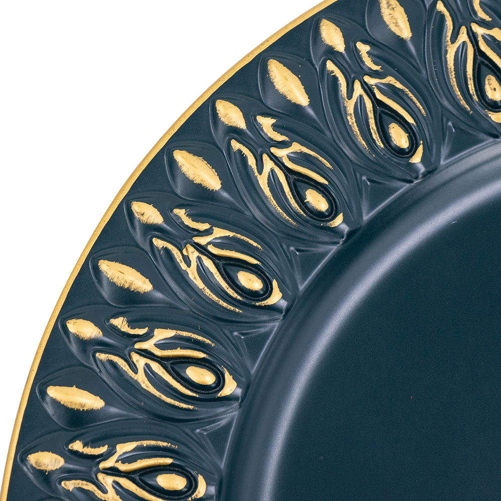 Polypropylene Charger Plate (Set of 8) - Blue / Gold