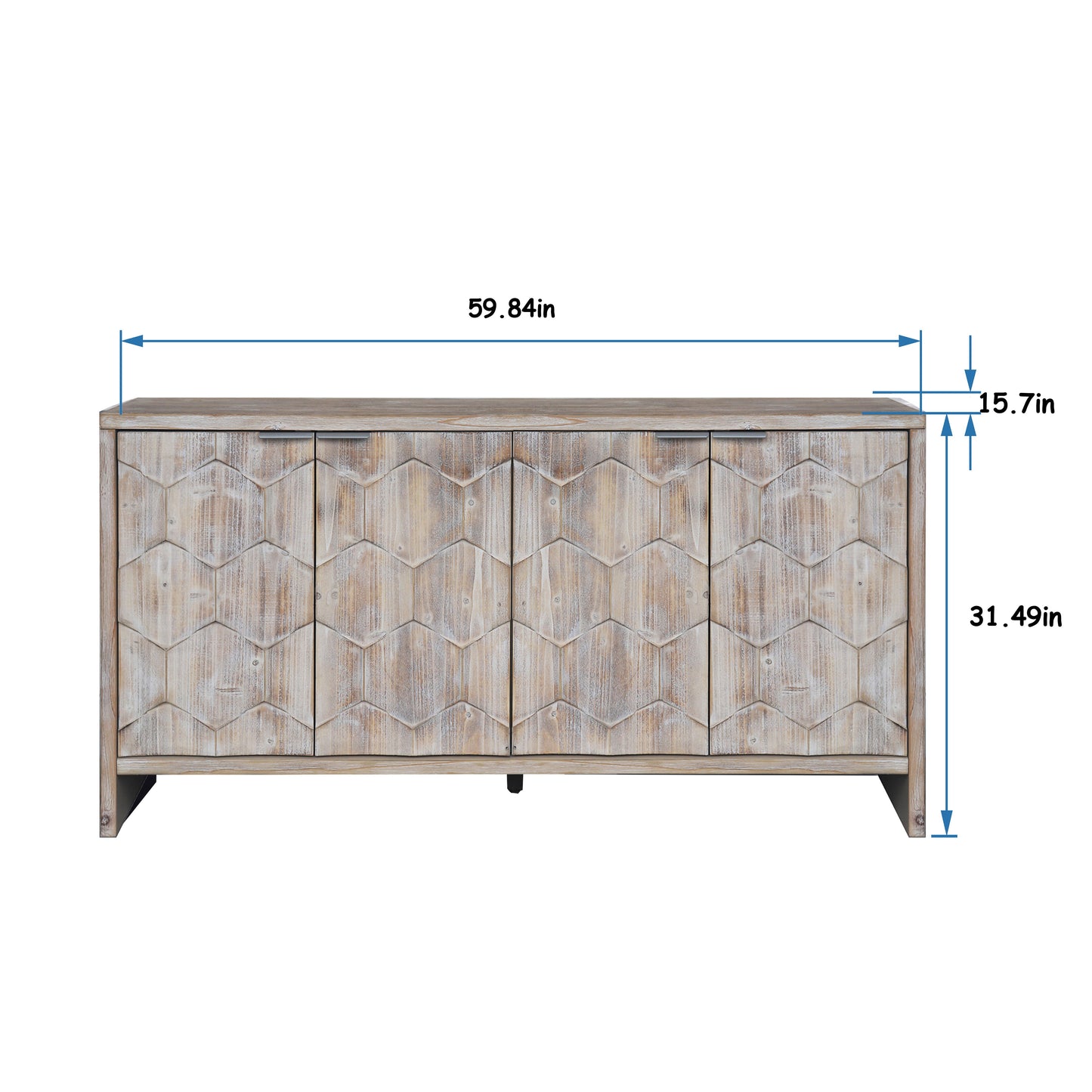 Accent Cabinet Farmhouse Style 4 Door Wooden Cabinet Sideboard Buffet Server Cabinet Storage Cabinet, For Living Room, Entryway, Hallway, Office, Kitchen And Dining Room - Natural Wood Wash