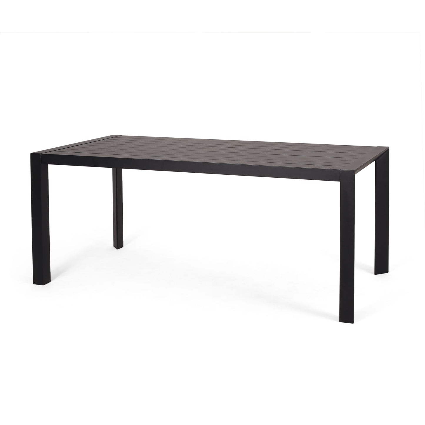 Modern Metal And Polypropylene 7 Piece Outdoor Dining Set With Stackable Chairs - Black