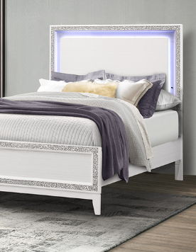 Almera - Queen Bed Glitter - White