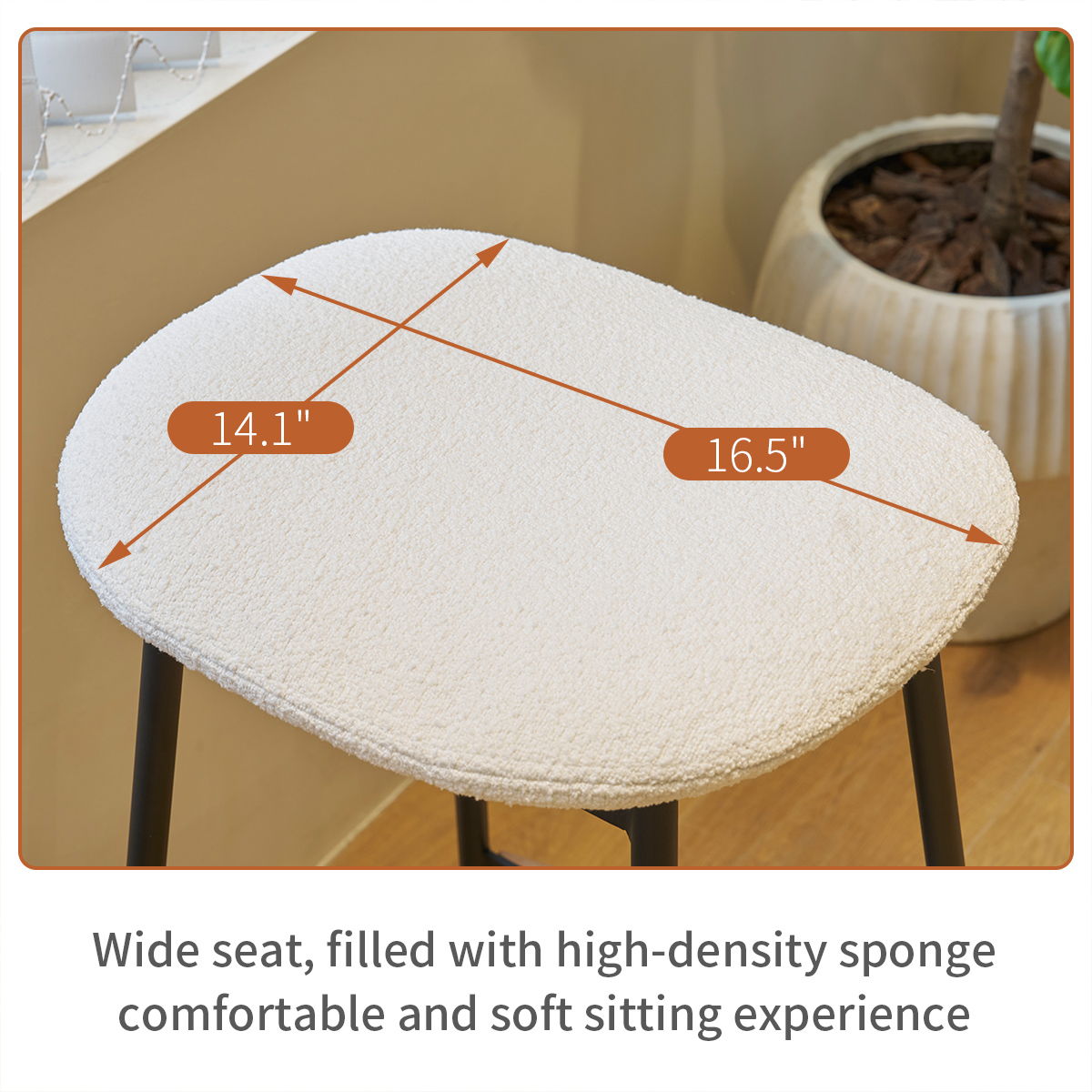 Modern Bar Stools Comfortable & Stylish Counter Height And Bar Height Bar Stools, Soft Fabric Upholstered, Backless For Kitchen, Dining Room Bar Chairs (Set of 2) - White