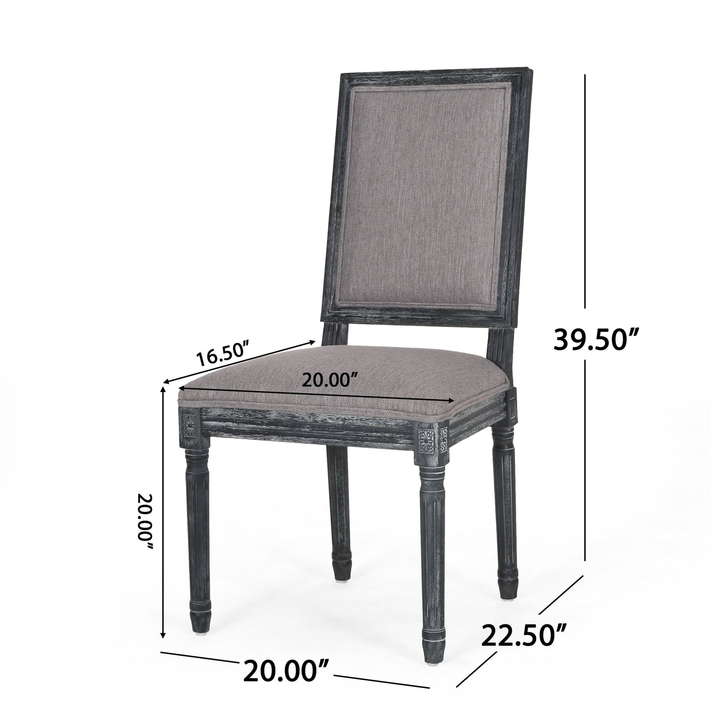 French Country Style Dining Chair Set With Upholstered Seats And Weathered - Gray