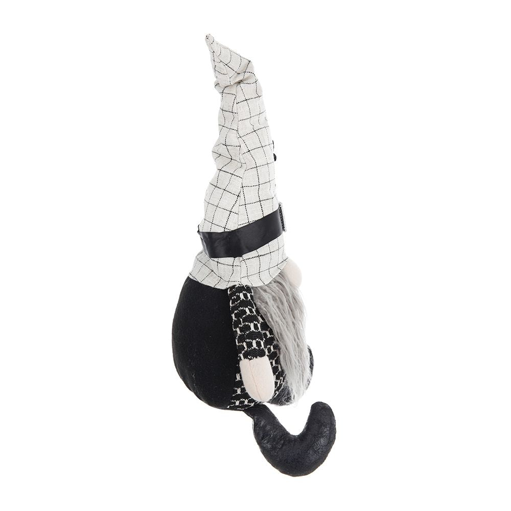 Sitting Gnome With Hat Spider, For Halloween Decor - Black White