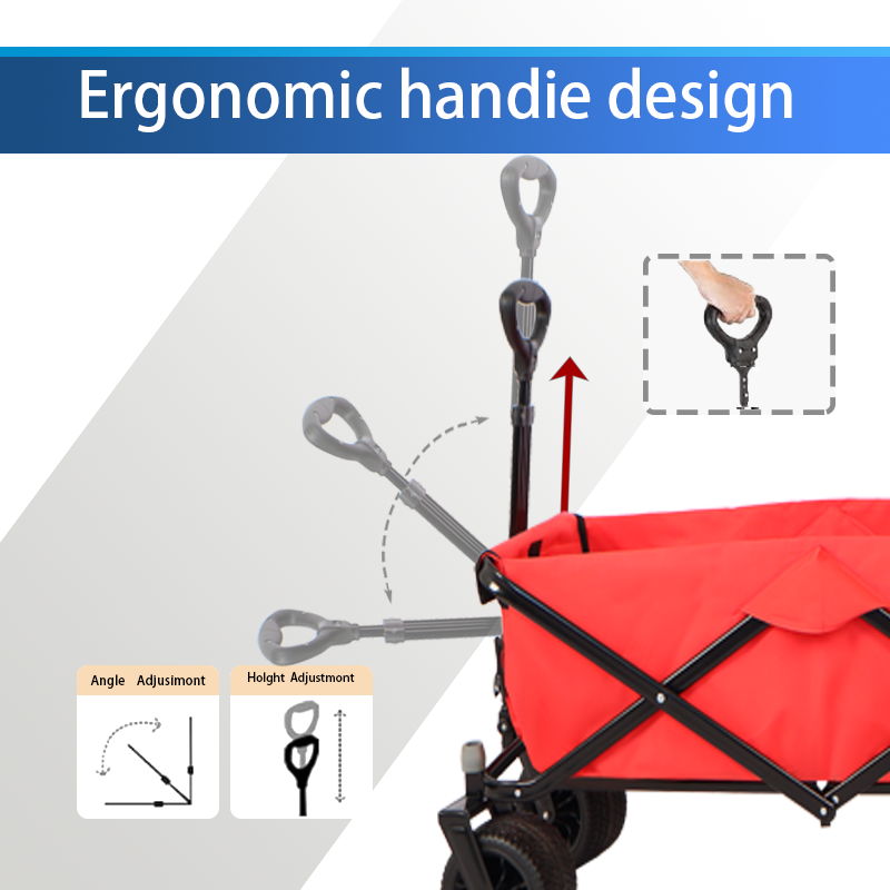 Utility Park Garden Cart Tool Customized Color Folding Camping Trolley Outdoor Picnic Beach Wagon - Red