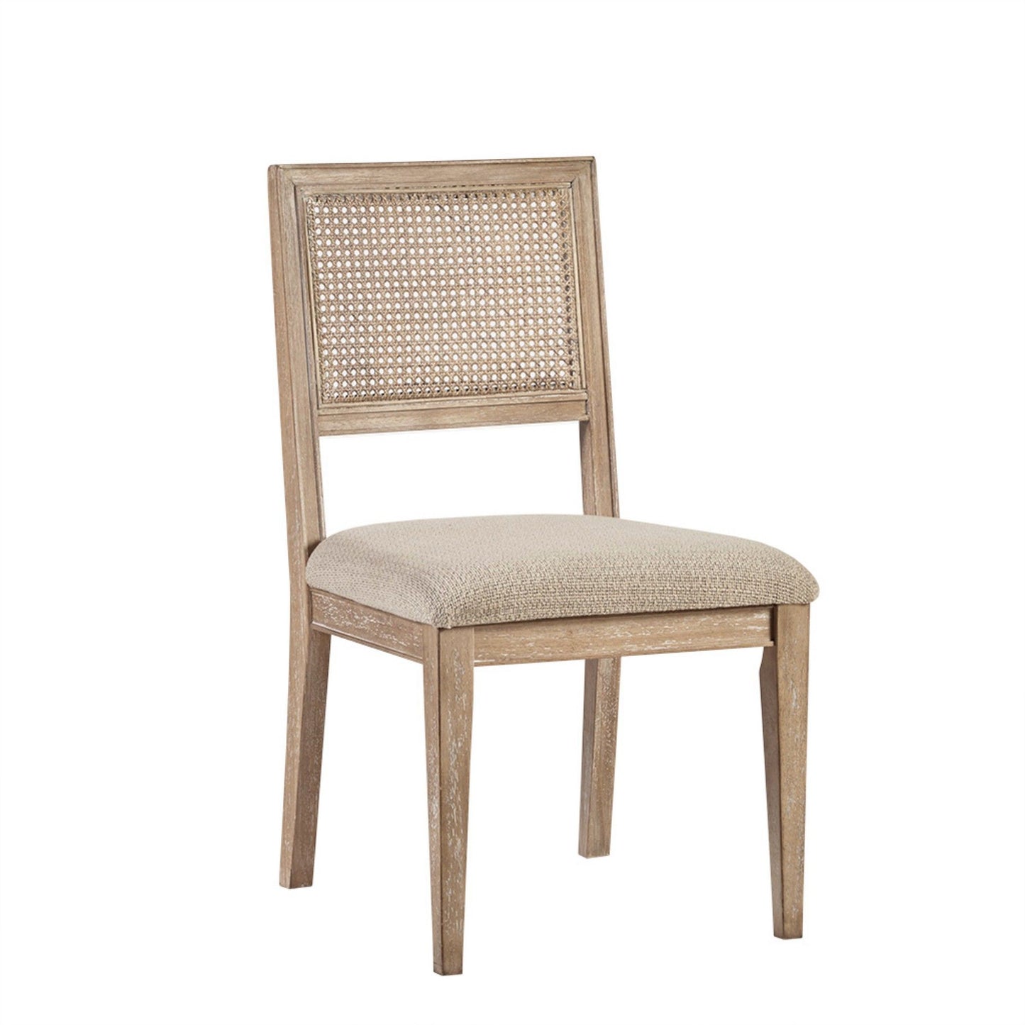 Armless Dining Chair With Cane Back And Upholstered Seat (Set of 2) - Light Brown