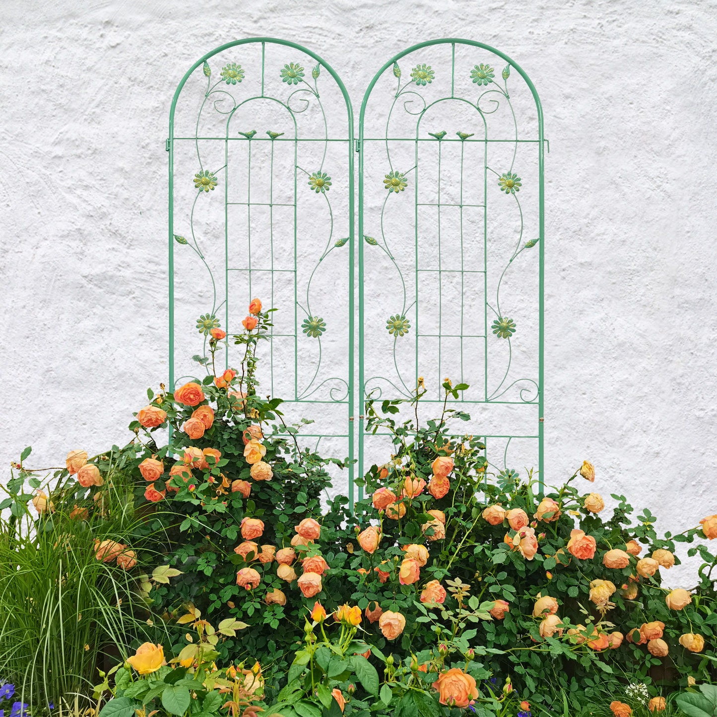 2 Pack Metal Garden Trellis Rustproof Trellis For Climbing Plant Outdoor Flower Support - Green