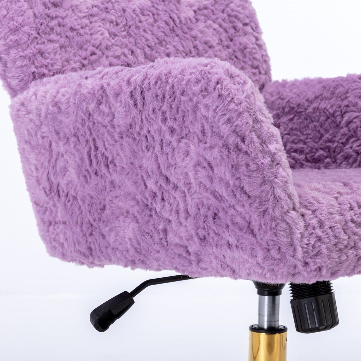 Office Chair, Artificial Rabbit Hair Home Office Chair With Golden Metal Base, Adjustable Desk Chair Swivel Office Chair, Vanity Chair - Violet