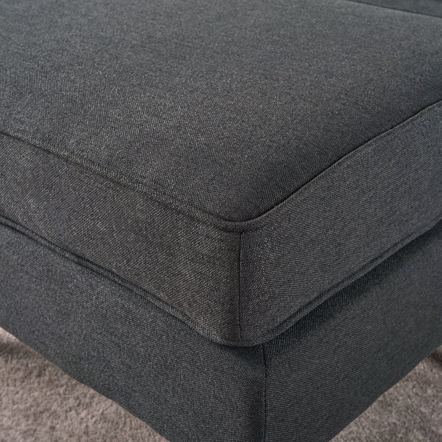 Upholstered Ottoman With Tapered Legs - Dark Gray