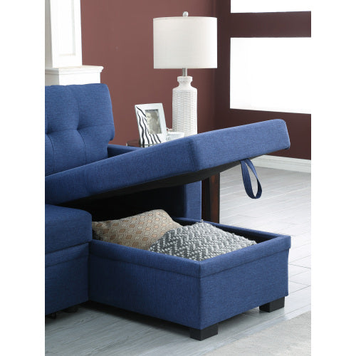 3 Piece Upholstered Sleeper Sofa - Blue