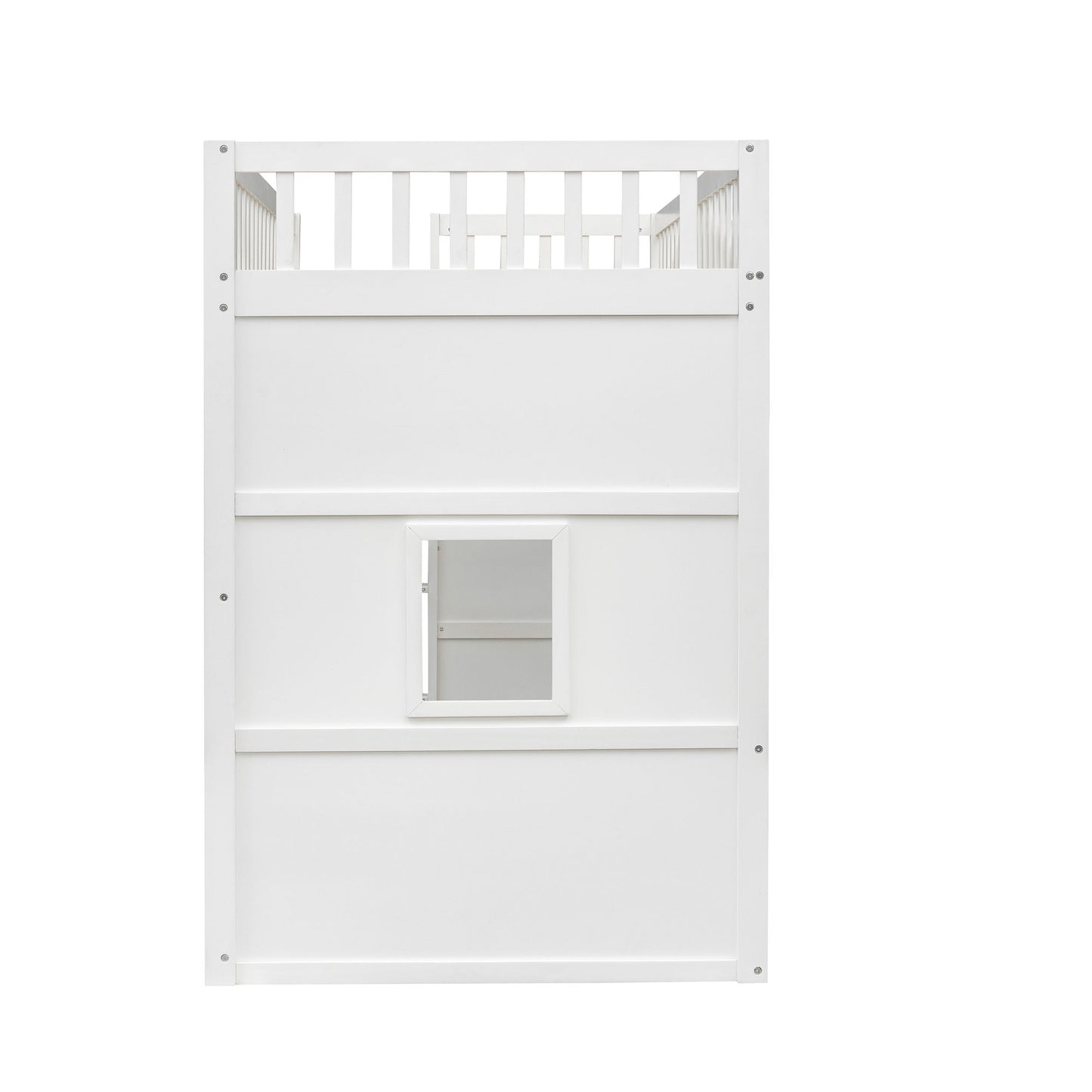 Twin Size House Loft Bed With Ladder - White