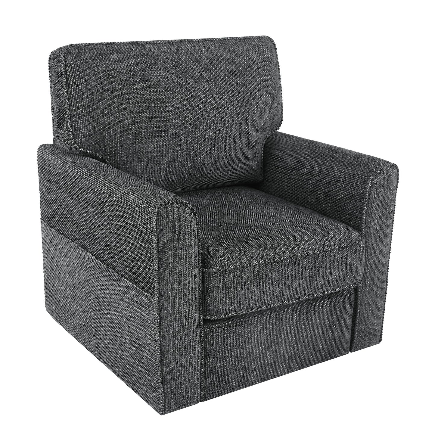 360 Degree Swivel Chair Accent Barrel Armchair With Side Pockets, Compact Design For Living Room, Bedroom, Office - Gray