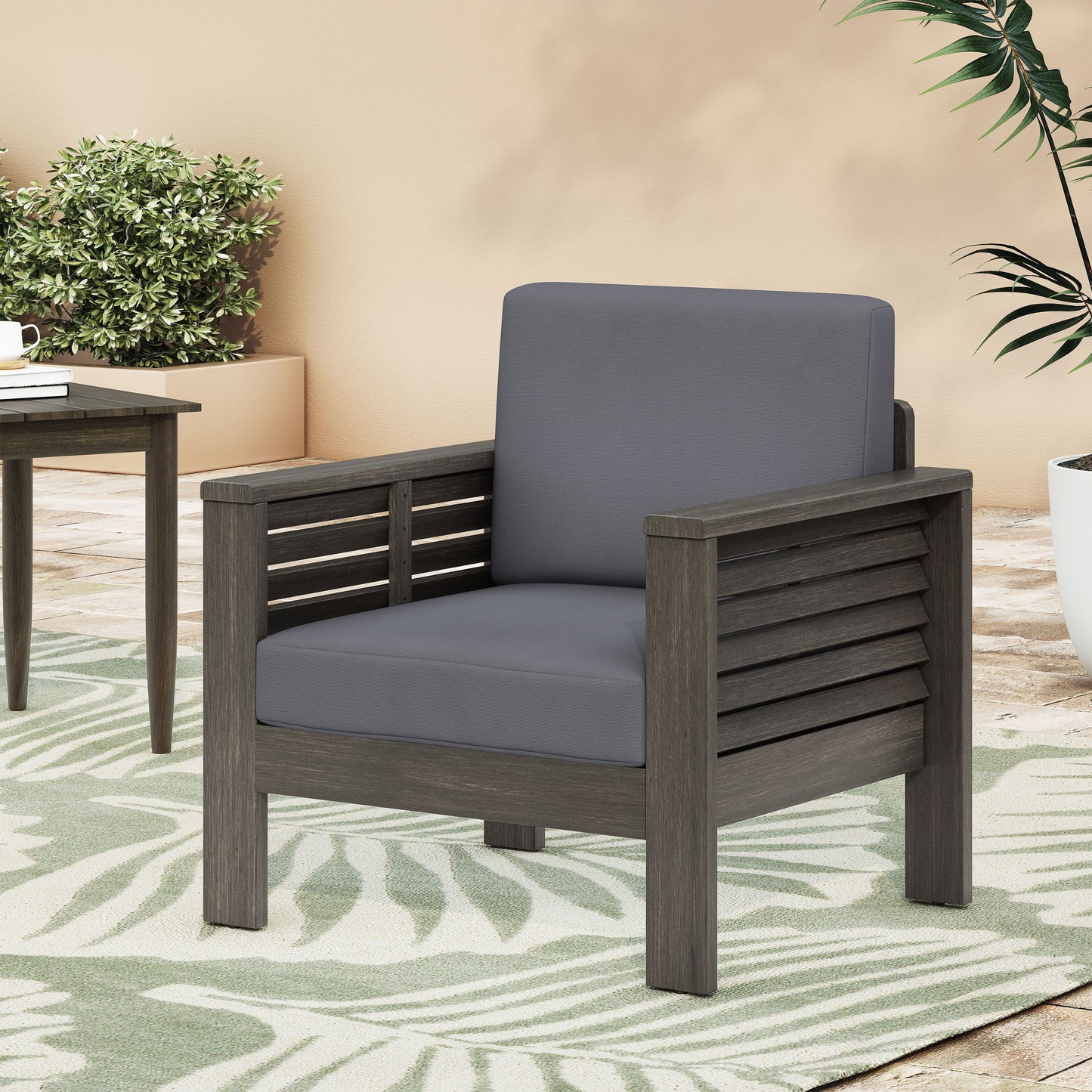 Flare - Outdoor Club Chair With Water Resistant Cushions - Dark Gray