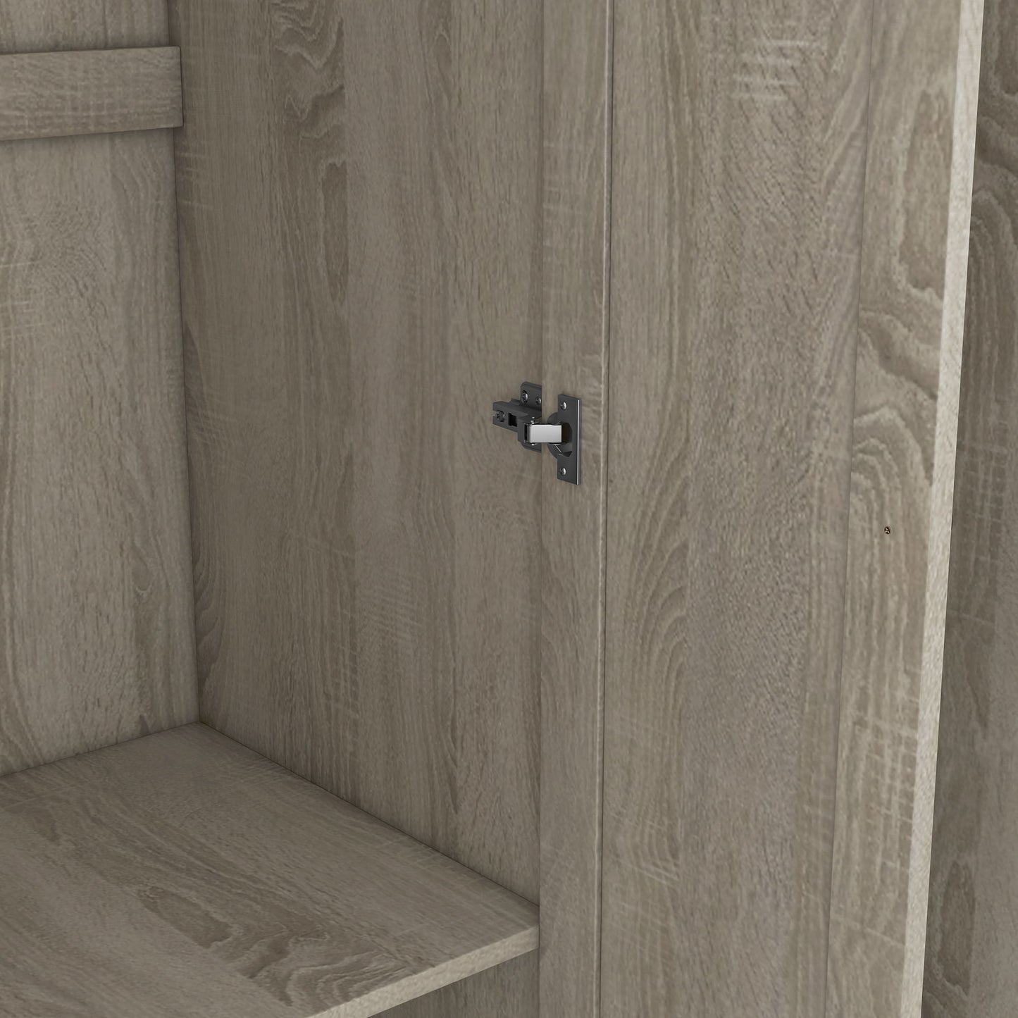 3 Door Shutter Wardrobe With Shelves - Gray