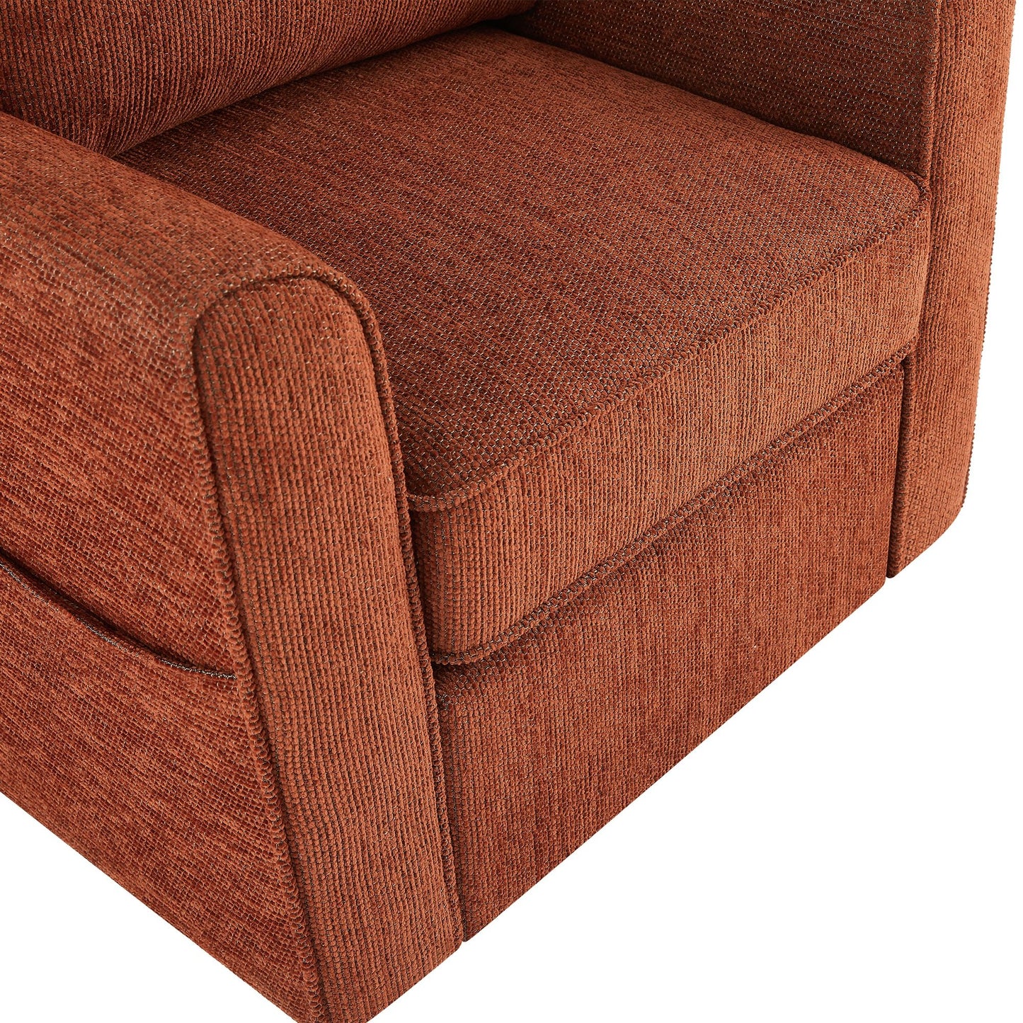 360 Degree Swivel Chair Accent Barrel Armchair With Side Pockets - Red