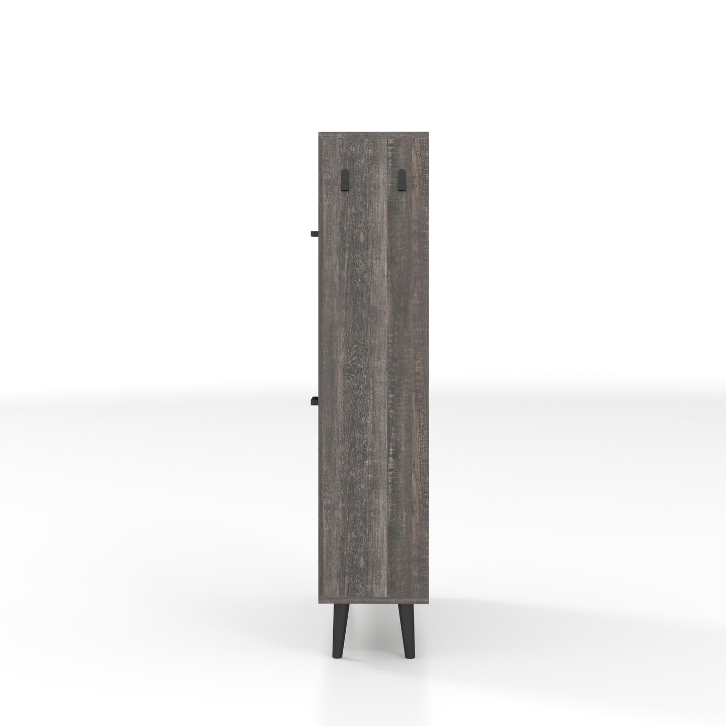 Farmhouse Shoe Storage Cabinet With Barn Door Design, 2 Flip Drawers, Hooks - Dark Oak