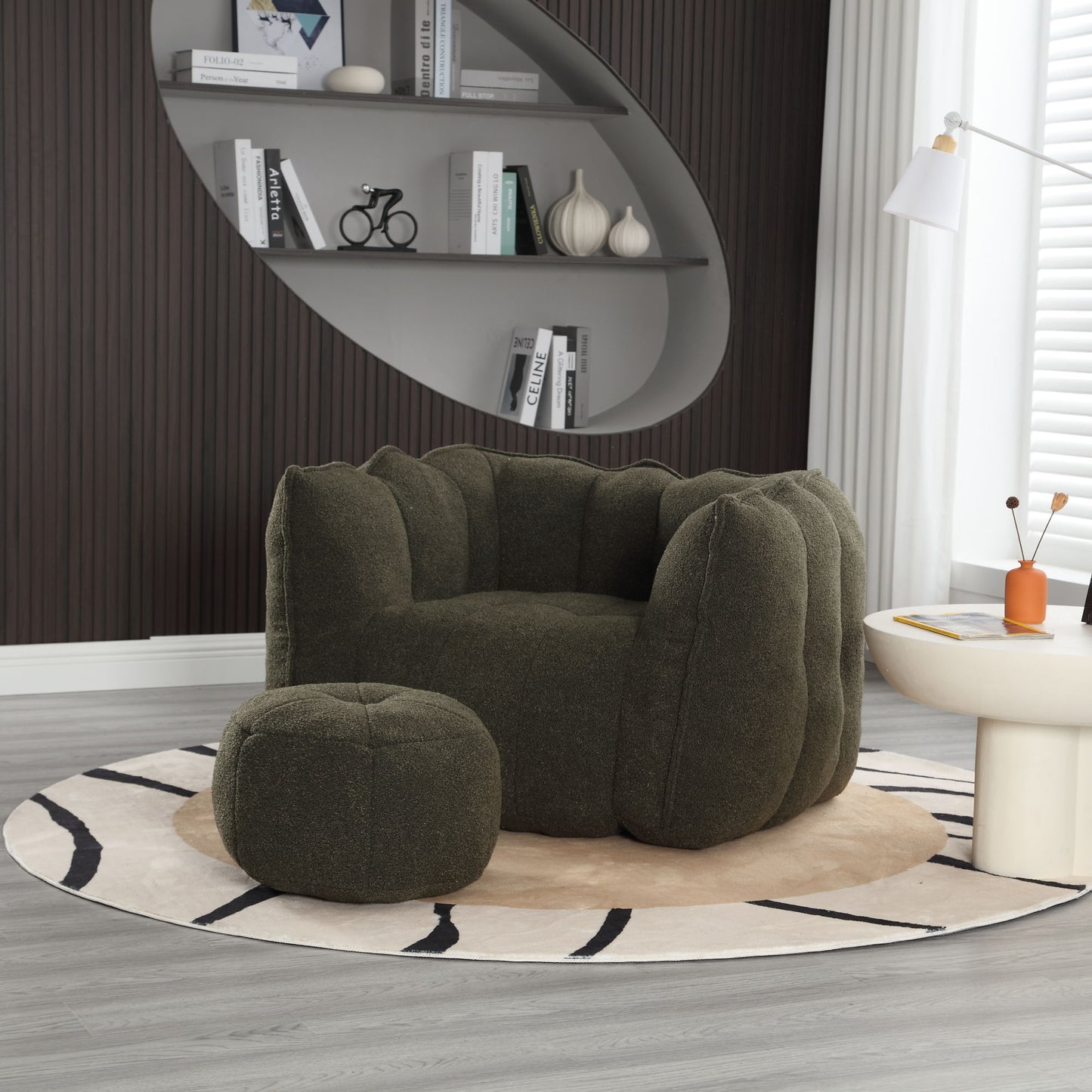 Soft Bean Bag Chair With High Resilient Foam (Chips) - Olive Green