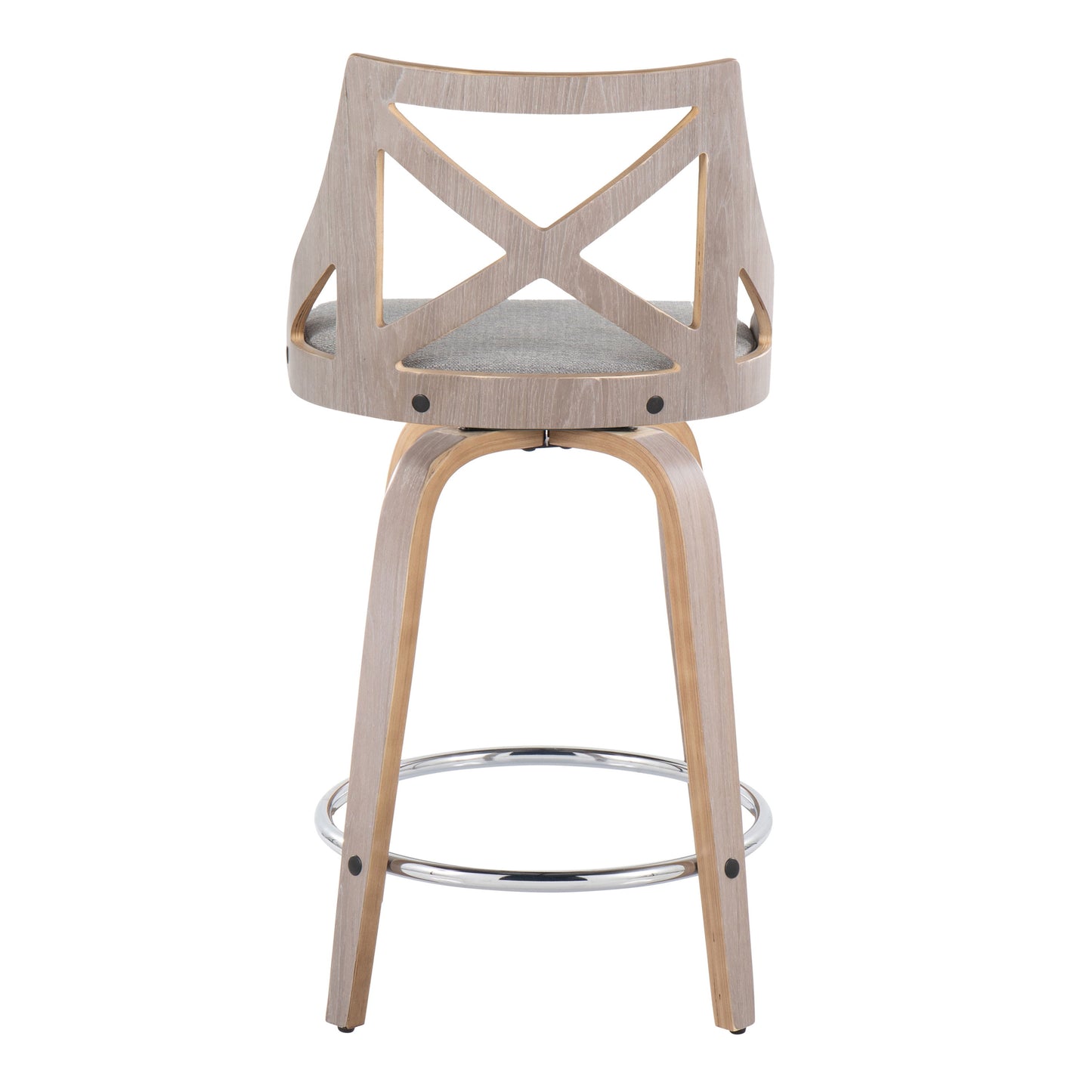 Charlotte - Farmhouse Fixed Height Counter Stool & Swivel With Round Footrest (Set of 2) - Light Gray