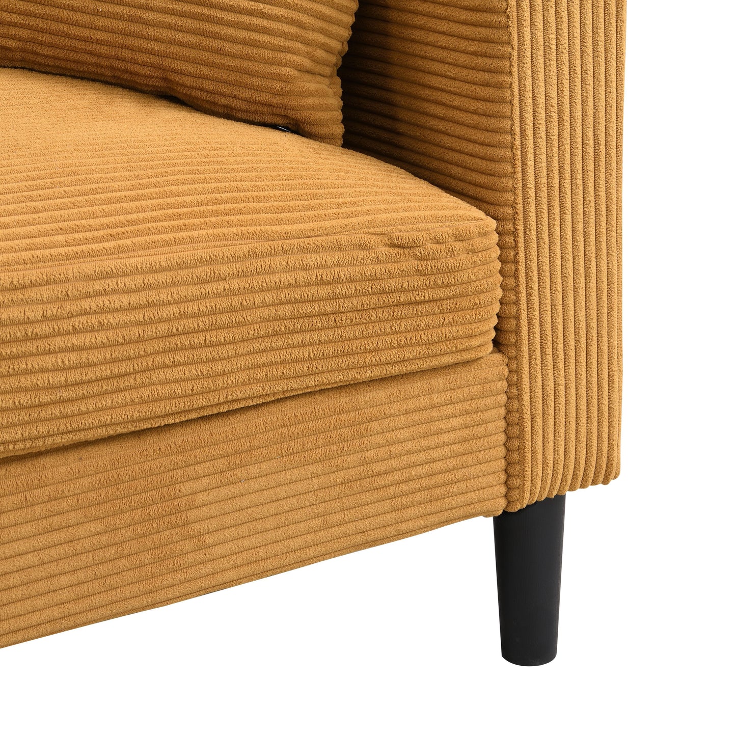 Modern Upholstered 2 Piece Sofa Set, Comfy Corduroy For Living Room And Small Spaces - Orange