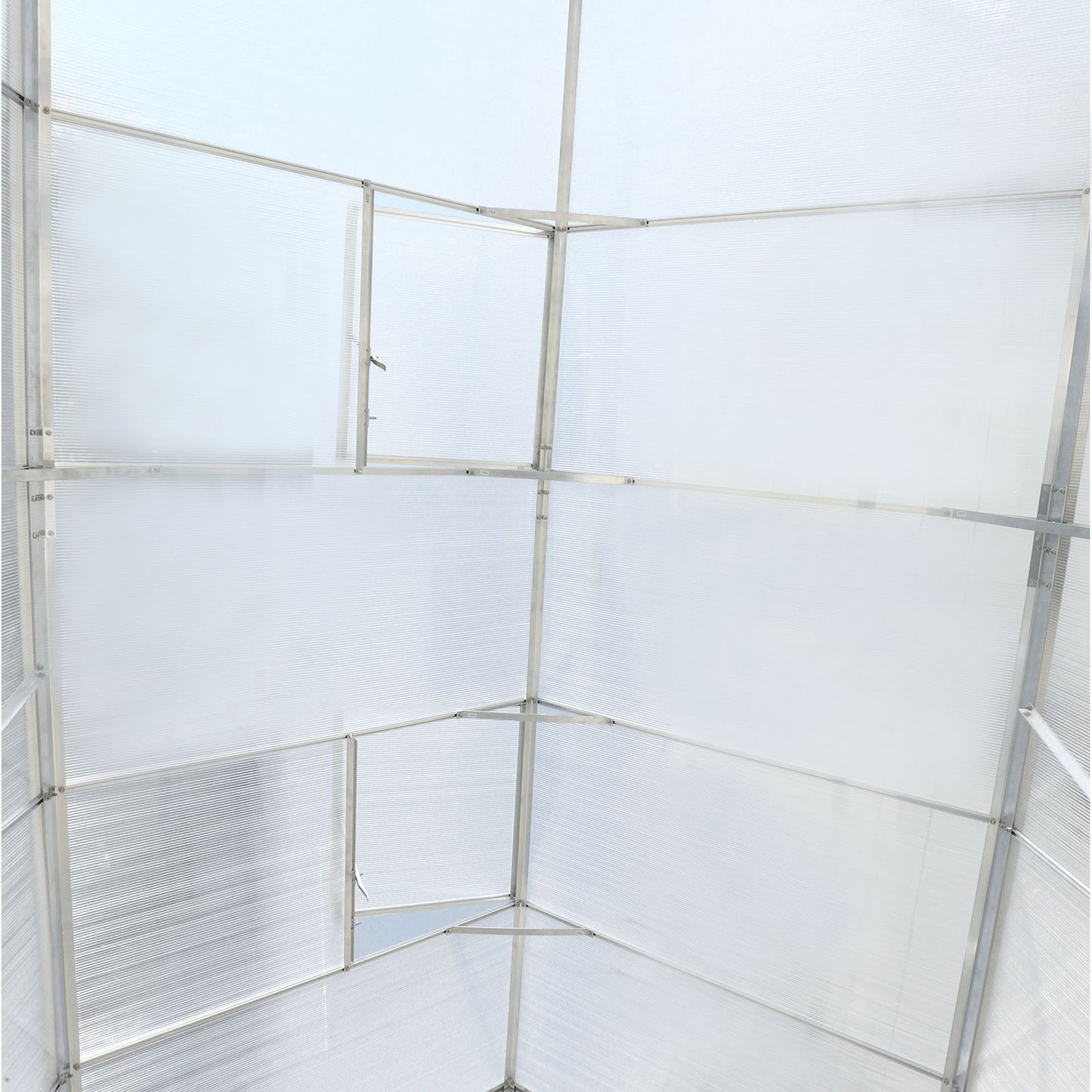 6.3'x10.2'x7' Polycarbonate Greenhouse, Heavy Duty Outdoor Aluminum Walk-In Green House Kit With Rain Gutter, Vent And Door For Backyard Garden - Aluminium