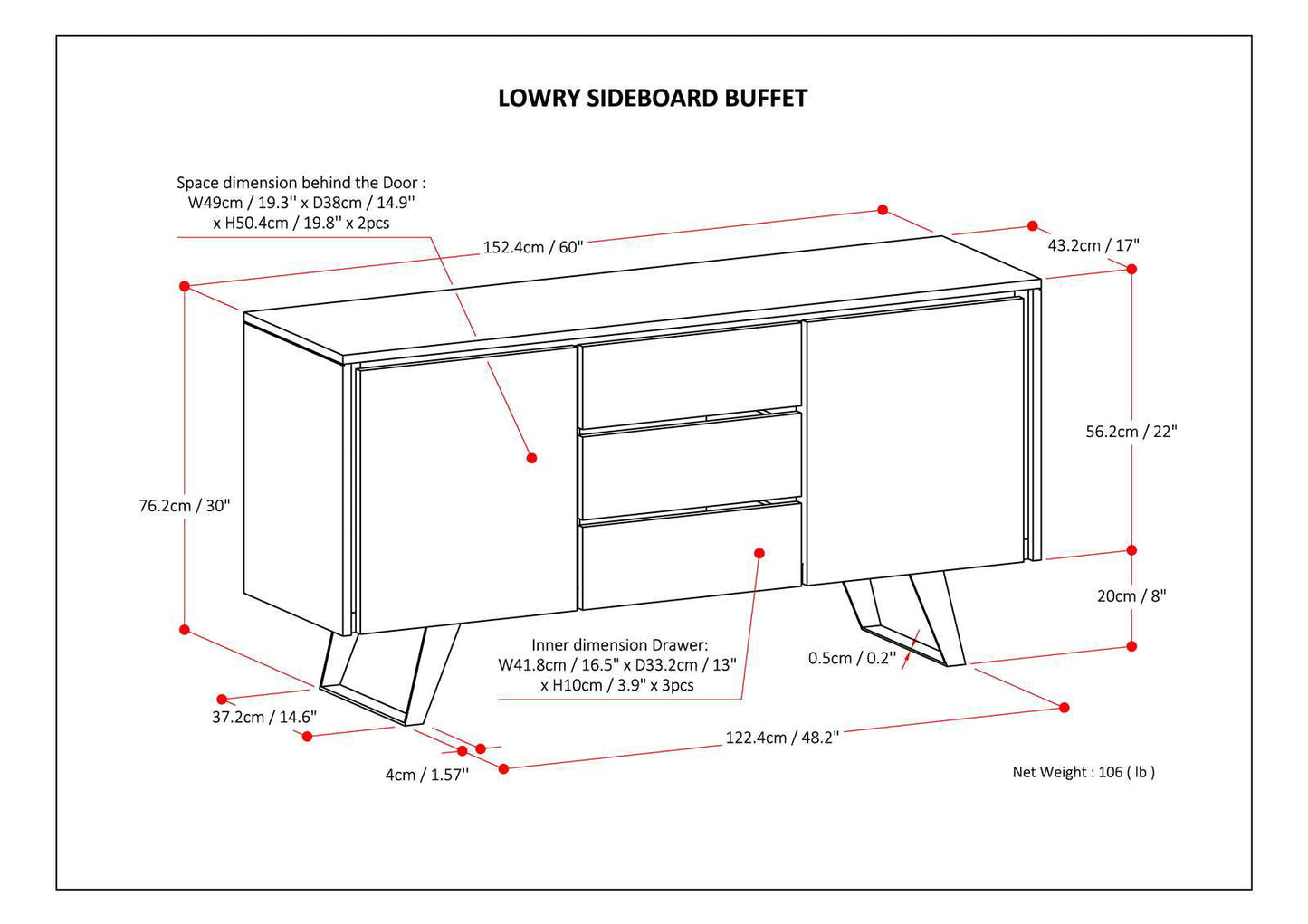 Lowry - Sideboard Buffet - Walnut Veneer